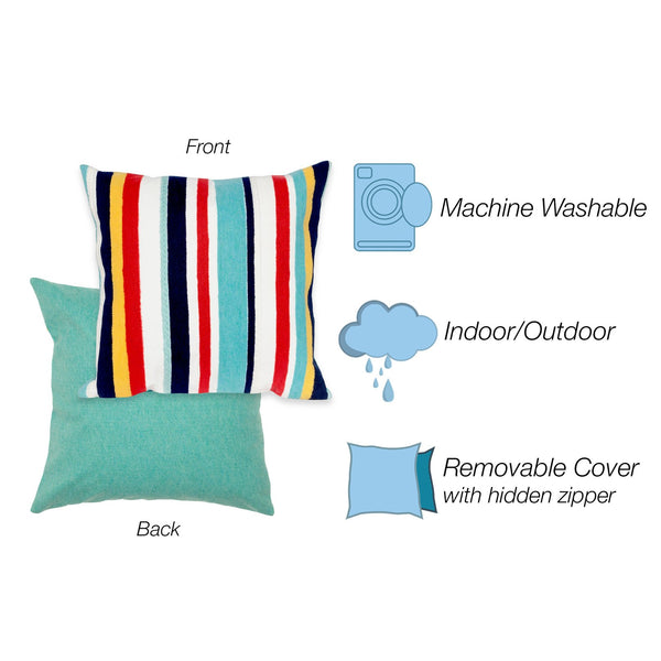 Trans Ocean Liora Manne Visions Iii Riviera Stripe Indoor/Outdoor Pillow - Handcrafted Nautical Home Accent Multi Polyester 7sc2s418744