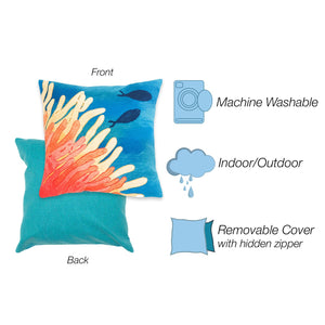 Trans Ocean Liora Manne Visions Iii Coastal Indoor/Outdoor Pillow - Stunning Reef & Fish Design For Any Space Orange Polyester 7sc2s421117