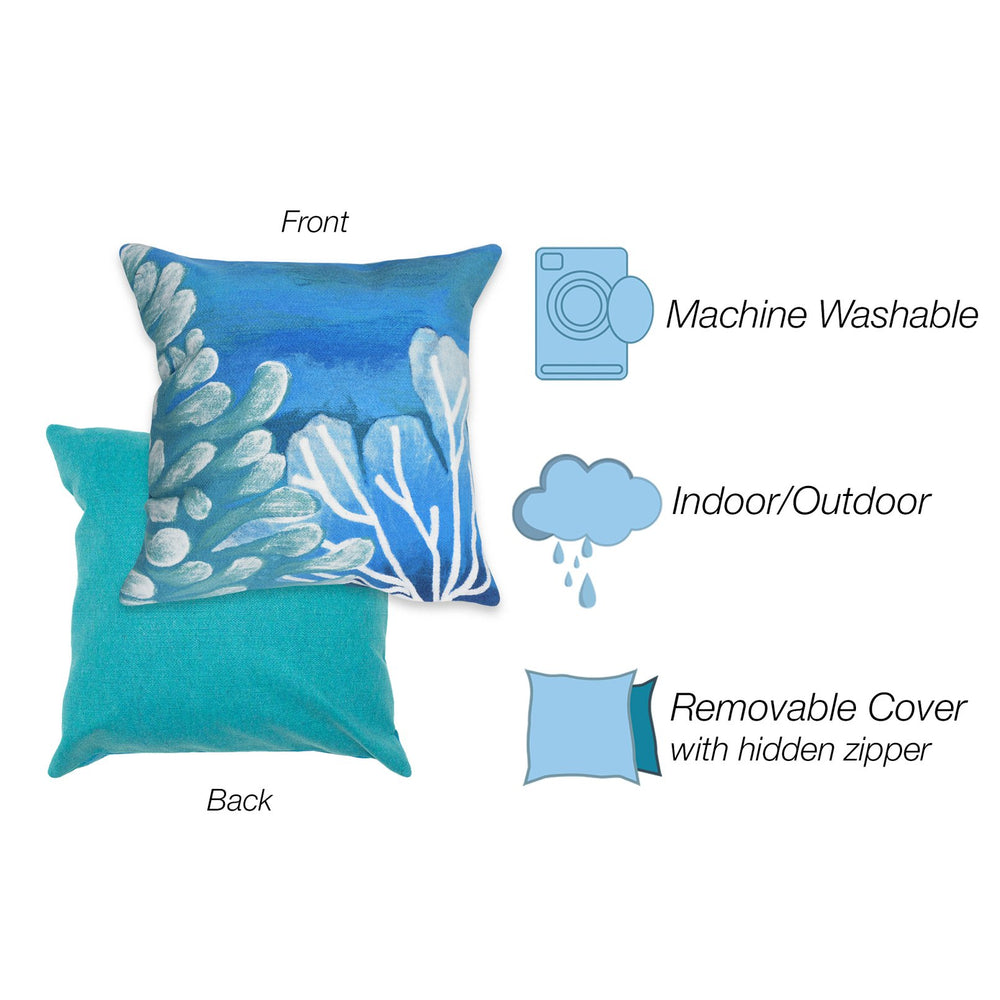 Trans Ocean Liora Visions Iii Indoor/Outdoor Handmade Pillow – Vibrant Coastal Art For Chic Home Decor Blue Polyester 7sc1s421203
