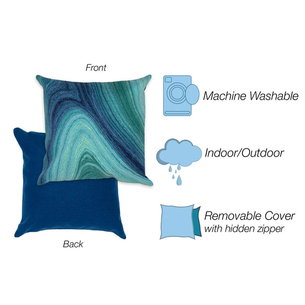 Trans Ocean Liora Manne Visions Iii Artistic Indoor/Outdoor Pillow With Dramatic Wave Design For Any Space Blue Polyester 7sc1s501123