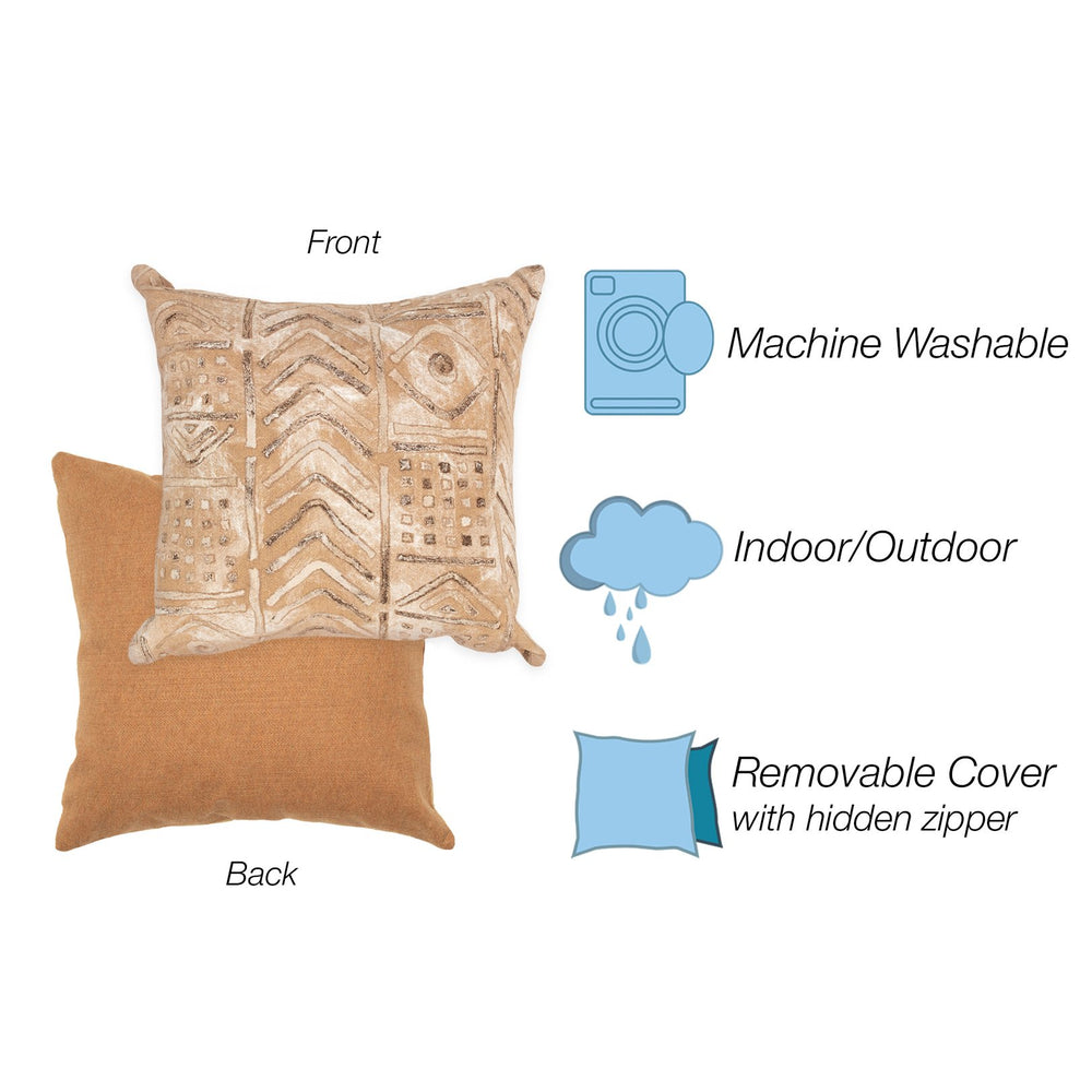 Trans Ocean Liora Manne Visions Iv Handmade Indoor/Outdoor Pillow - Earthy Graphic Global Accent Decor Beige Polyester 7sd2s421922