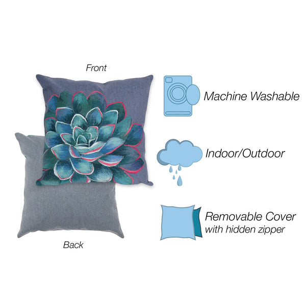 Trans Ocean Liora Manne Visions Iv Indoor/Outdoor Handmade Pillow - Stunning Botanicals For Modern Spaces Blue Polyester 7sd1s431603