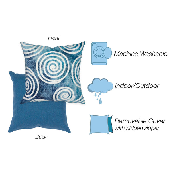 Trans Ocean Liora Manne Visions Iv Curl Indoor/Outdoor Handmade Pillow - Durable, Artistic Accent For Any Space Blue Polyester 7sd2s505503