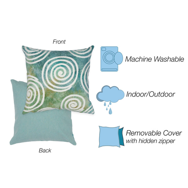 Trans Ocean Liora Manne Visions Iv Curl Indoor/Outdoor Handmade Pillow - Durable, Artistic Accent For Any Space Blue Polyester 7sd1s505504