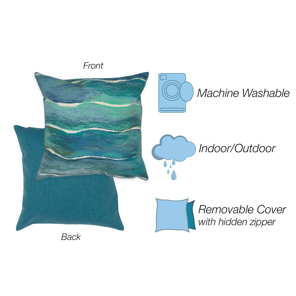 Trans Ocean Liora Manne Visions Iv Swell Indoor/Outdoor Pillow - Handcrafted Colorful Ombre Design For Relaxation Blue Polyester 7sd2s505603