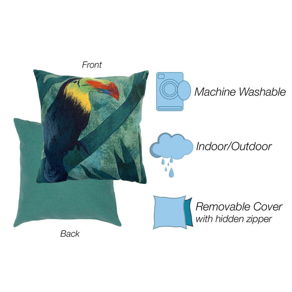 Trans Ocean Liora Manne Jungle Bird 20" X 20" Indoor/Outdoor Pillow - Vibrant Green Parrot Design For Any Space Green Polyester 7sd2s505806