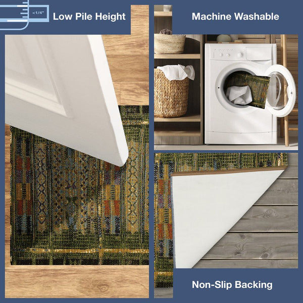 Trans Ocean Liora Manne Esencia Tribal Stripe Indoor/Outdoor Mat - Vibrant Southwestern Design For Any Space Green Polypropylene,Polyester Ecnr5805706