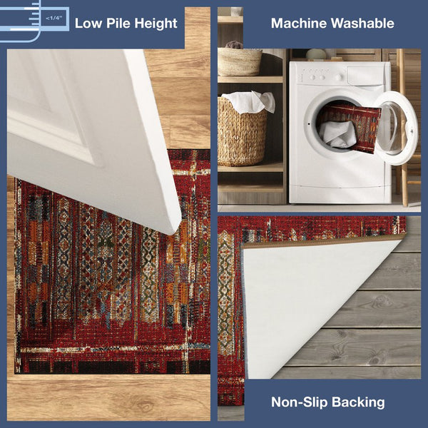 Trans Ocean Liora Manne Esencia Tribal Stripe Indoor/Outdoor Mat - Vibrant Southwestern Design For Any Space Red Polypropylene,Polyester Ecn34805724