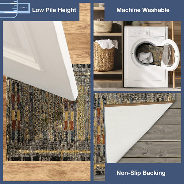 Trans Ocean Liora Manne Esencia Tribal Stripe Indoor/Outdoor Mat - Vibrant Southwestern Design For Any Space Black Polypropylene,Polyester Ecn23805748