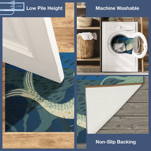 Trans Ocean Liora Manne Esencia Mermaids Are Real Indoor/Outdoor Mat - Whimsical Coastal Charm For Any Space Blue Polypropylene,Polyester Ecn23958204