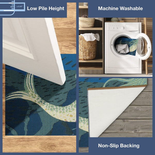 Trans Ocean Liora Manne Esencia Mermaids Are Real Indoor/Outdoor Mat - Whimsical Coastal Charm For Any Space Blue Polypropylene,Polyester Ecn23958204
