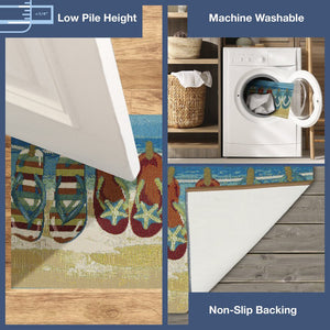 Trans Ocean Liora Manne Esencia Flip Flops Forever Indoor/Outdoor Mat - Whimsical Beach Design For Any Space Blue Polypropylene,Polyester Ecn34958303