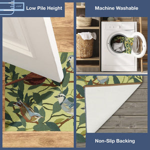 Trans Ocean Liora Esencia Indoor/Outdoor Non-slip Mat Featuring Whimsical Birds And Nature-inspired Design Green Polypropylene,Polyester Ecnr5958706