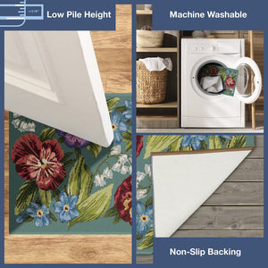 Trans Ocean Liora Manne Esencia Secret Garden Mat - Vibrant Botanical Design For Indoor/Outdoor Spaces Blue Polypropylene,Polyester Ecn23958904