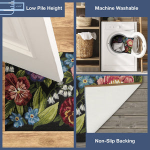 Trans Ocean Liora Manne Esencia Secret Garden Mat - Vibrant Botanical Design For Indoor/Outdoor Spaces Black Polypropylene,Polyester Ecn34958948