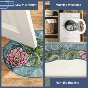 Trans Ocean Liora Esencia Frog & Lotus Indoor/Outdoor Non-slip Mat – Whimsical Green Garden Decor, 3'3"X2'1" Green Polypropylene,Polyester Ecn35961006