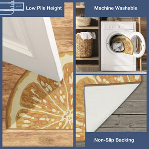 Trans Ocean Liora Esencia Lemon Indoor/Outdoor Mat - Whimsical Yellow Slice Design, 3'3" X 2'1" Half Round Yellow Polypropylene,Polyester Ecnh3961209