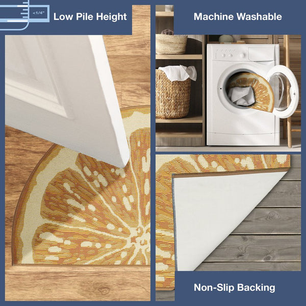 Trans Ocean Liora Esencia Lemon Indoor/Outdoor Mat - Whimsical Yellow Slice Design, 3'3" X 2'1" Half Round Yellow Polypropylene,Polyester Ecnh3961209