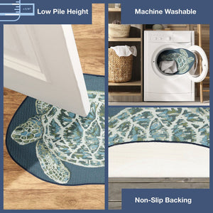 Trans Ocean Liora Esencia Seaturtle Indoor/Outdoor Mat – Whimsical Blue Turtle Design, 3'3" X 2'1" Shaped Blue Polypropylene,Polyester Ecn35961503