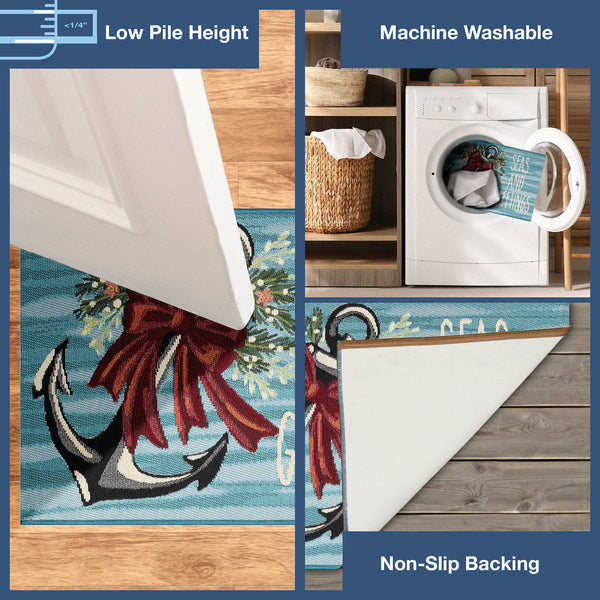 Trans Ocean Liora Manne Esencia Seas And Greetings Indoor/Outdoor Mat With Nautical Charm And Style Blue Polypropylene,Polyester Ecn34972004