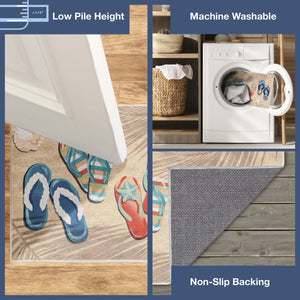 Trans Ocean Liora Manne Impressions Beachside Flip Flops Indoor Mat – Whimsical Coastal Decor For Your Home Natural Polyester Ipr23292712