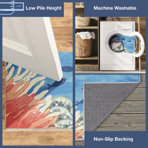 Trans Ocean Liora Impressions Reef Border Indoor Mat - Vibrant Coastal Design For A Mythical Home Atmosphere Blue Polyester Ipr34293404