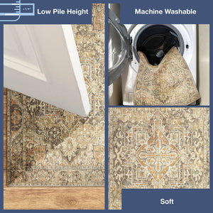 Trans Ocean Liora Manne Inspirations Heriz Indoor Area Rug - Distressed Medallion Design For Elegant Spaces Brown Polyester Isp94111219