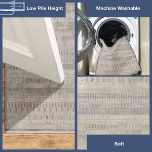 Trans Ocean Liora Manne Rialto Transitional Stripe Indoor Area Rug - Soft Texture & Elegant Design For Home Decor Natural Polyester Ral91689412