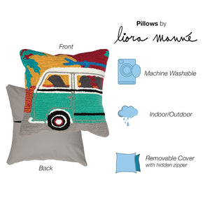 Trans Ocean Liora Manne Frontporch Beach Trip Pillow - 18" Coastal Design With Black Labs & Sunset Vibes Blue Polyester,Acrylic 7fp8s147518