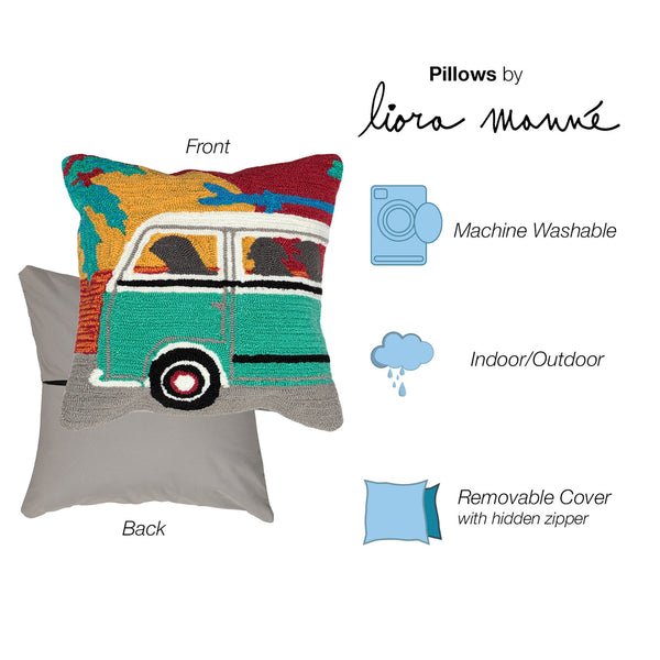 Trans Ocean Liora Manne Frontporch Beach Trip Pillow - 18" Coastal Design With Black Labs & Sunset Vibes Blue Polyester,Acrylic 7fp8s147518