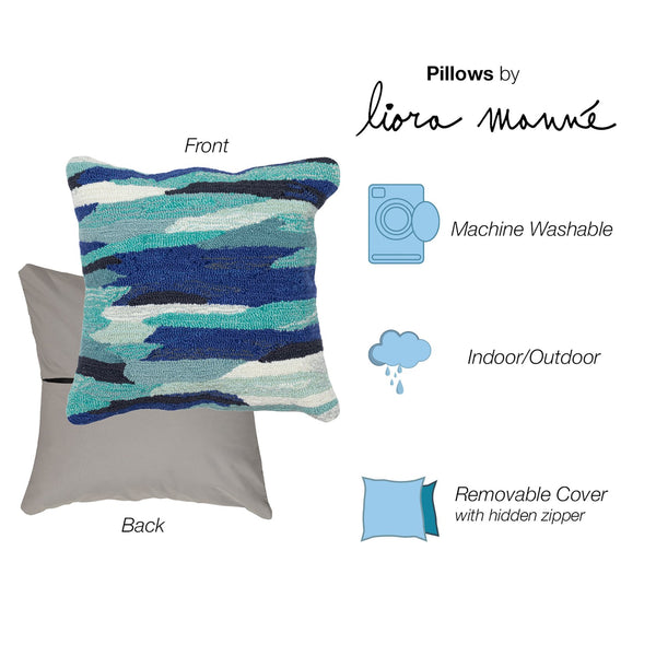 Trans Ocean Liora Manne Frontporch Cloud 18" X 18" Indoor/Outdoor Pillow - Stylish Geometric Design In Aruba Blue Polyester,Acrylic 7fp8s172594