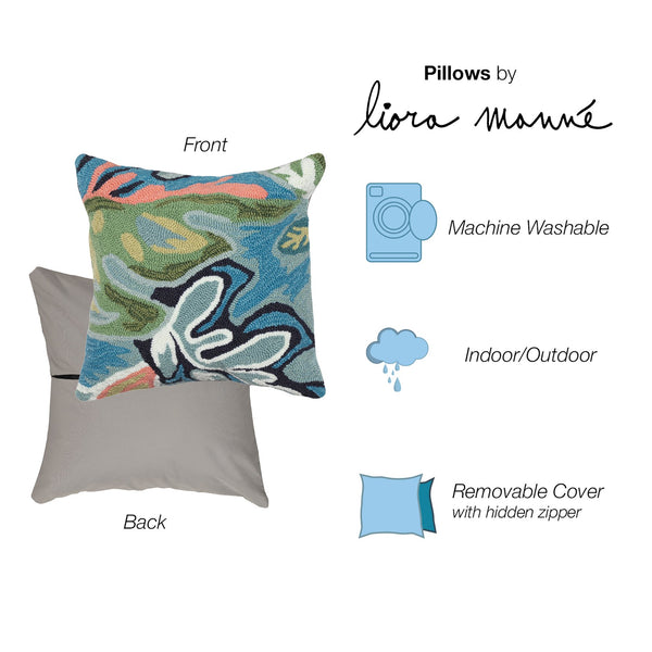 Trans Ocean Liora Manne On Holiday Indoor/Outdoor Pillow - Vibrant Floral Design, 18" X 18" For Stylish Living Blue Polyester,Acrylic 7fp8s174004