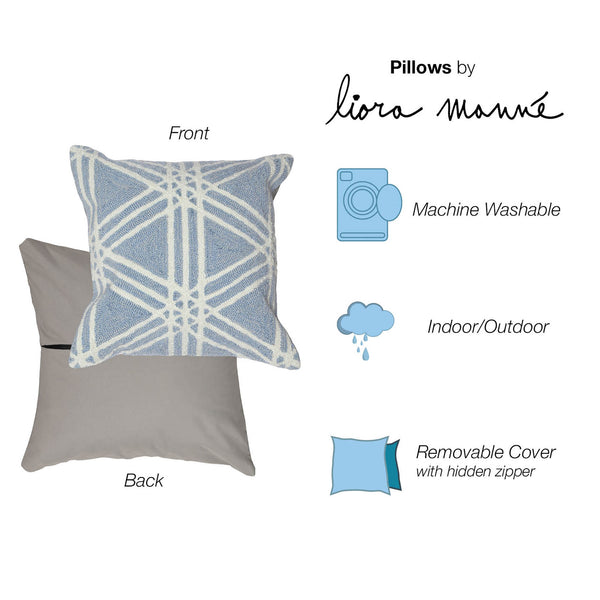 Trans Ocean Liora Manne Frontporch Hex Indoor/Outdoor Pillow - Stylish Geometric Design For All Spaces Blue Polyester,Acrylic 7fp8s174103