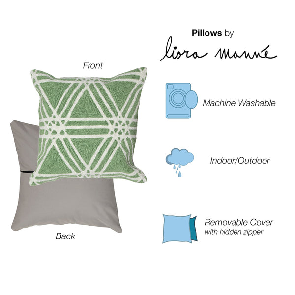 Trans Ocean Liora Manne Frontporch Hex Indoor/Outdoor Pillow - Stylish Geometric Design For All Spaces Green Polyester,Acrylic 7fp8s174106