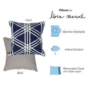 Trans Ocean Liora Manne Frontporch Hex Indoor/Outdoor Pillow - Stylish Geometric Design For All Spaces Navy Polyester,Acrylic 7fp8s174133