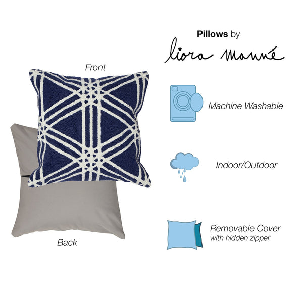 Trans Ocean Liora Manne Frontporch Hex Indoor/Outdoor Pillow - Stylish Geometric Design For All Spaces Navy Polyester,Acrylic 7fp8s174133