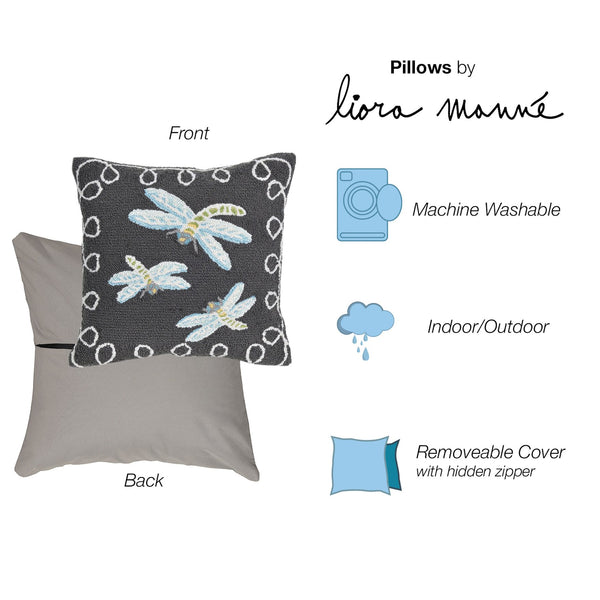 Trans Ocean Liora Manne Frontporch Dragonfly Indoor/Outdoor Pillow - Stylish Contemporary Accent For Any Space Black Polyester,Acrylic 7fp8s204847