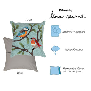 Trans Ocean Liora Birds On Branches Aqua Pillow - 18"X18" Handmade Indoor/Outdoor Botanical Accent Decor Blue Polyester,Acrylic 7fp8s227004