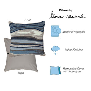 Trans Ocean Liora Manne Ipanema Indoor/Outdoor Pillow - 18" X 18" Blue/Grey Accent For Modern Living Spaces Blue Polyester,Acrylic 7fp8s228503
