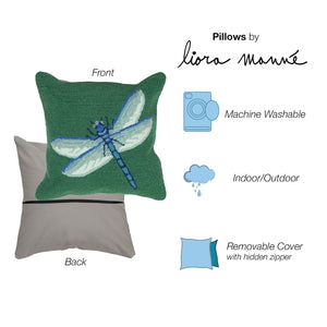 Trans Ocean Liora Manne Frontporch Dragonfly Indoor/Outdoor Pillow - Stylish Contemporary Accent For Any Space Green Polyester,Acrylic 7fp8s455606