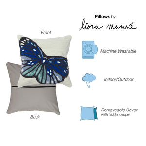 Trans Ocean Liora Manne Frontporch Butterfly Indoor/Outdoor Handmade Pillow For A Whimsical Home Accent Blue Polyester,Acrylic 7fp8s459603