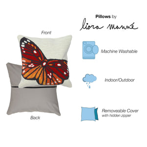Trans Ocean Liora Manne Frontporch Butterfly Indoor/Outdoor Handmade Pillow For A Whimsical Home Accent Orange Polyester,Acrylic 7fp8s459617