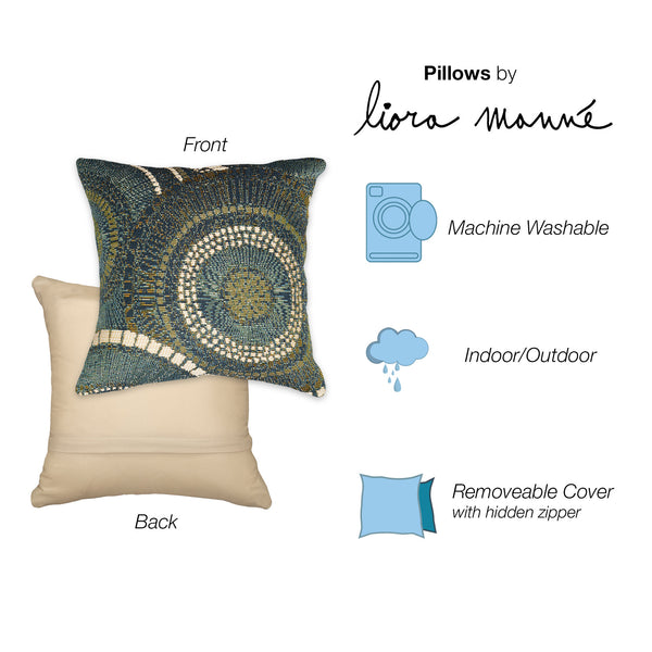 Trans Ocean Liora Manne Marina Circles Pillow - Contemporary Geometric Design For Indoor/Outdoor Elegance Blue Polypropylene,Polyester 7mr5s803503
