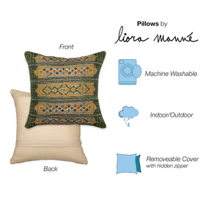 Trans Ocean Liora Manne Marina Tribal Stripe Indoor/Outdoor Pillow - Vibrant Geometric Accent For Any Space Green Polypropylene,Polyester 7mr8s805706