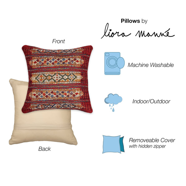 Trans Ocean Liora Manne Marina Tribal Stripe Indoor/Outdoor Pillow - Vibrant Geometric Accent For Any Space Red Polypropylene,Polyester 7mr5s805724
