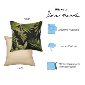 Trans Ocean Liora Manne Marina Jungle Leaves Decorative Indoor/Outdoor Pillow - Vibrant Tropical Design Black Polypropylene,Polyester 7mr5s811548