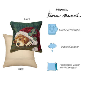 Trans Ocean Liora Manne Marina Nap In A Cap Pillow – Adorable 18" X 18" Holiday Dog Design For Indoors & Outdoors Green Polypropylene,Polyester 7mr8s964016