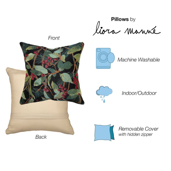 Trans Ocean Liora Manne Marina Holly Field 18" Decorative Pillow - Indoor/Outdoor Botanical Leaf Design In Green Green Polypropylene,Polyester 7mr8s965006