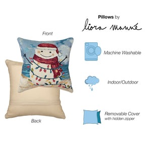 Trans Ocean Liora Manne Beach Snowman Decorative Pillow - 18" X 18" Ocean-themed, Machine Washable Accent Blue Polypropylene,Polyester 7mr8s968304