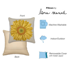Trans Ocean Liora Manne Marina Yellow Flower Pillow - 18" X 18" Indoor/Outdoor, Machine Washable, Floral Design Yellow Polypropylene,Polyester 7mr8s973109